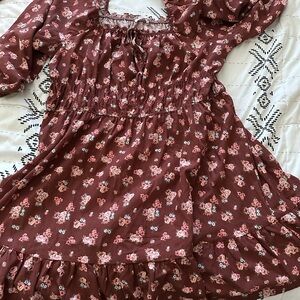 Floral women Dress in Brown and Pink